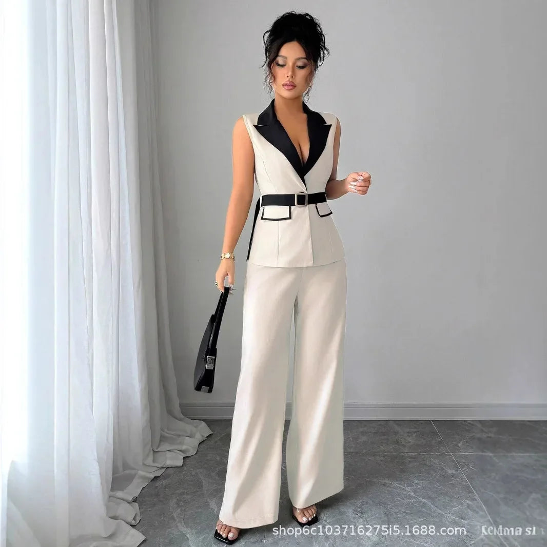 Ana Vest Suit Outfits Office Lady  2 Piece Sets