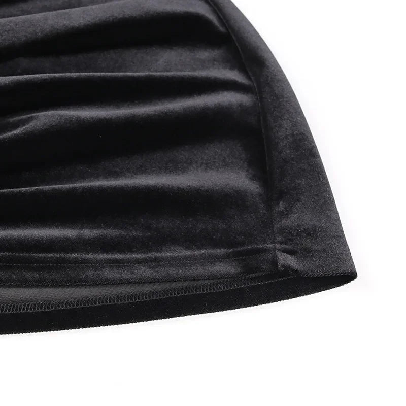 Grasmere One Shoulder Velvet Lace Up Party Bodycon Dress