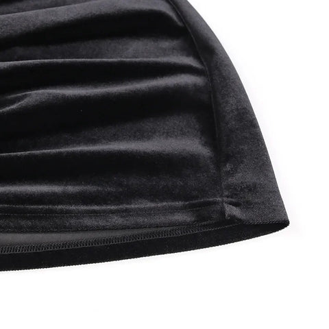 Grasmere One Shoulder Velvet Lace Up Party Bodycon Dress