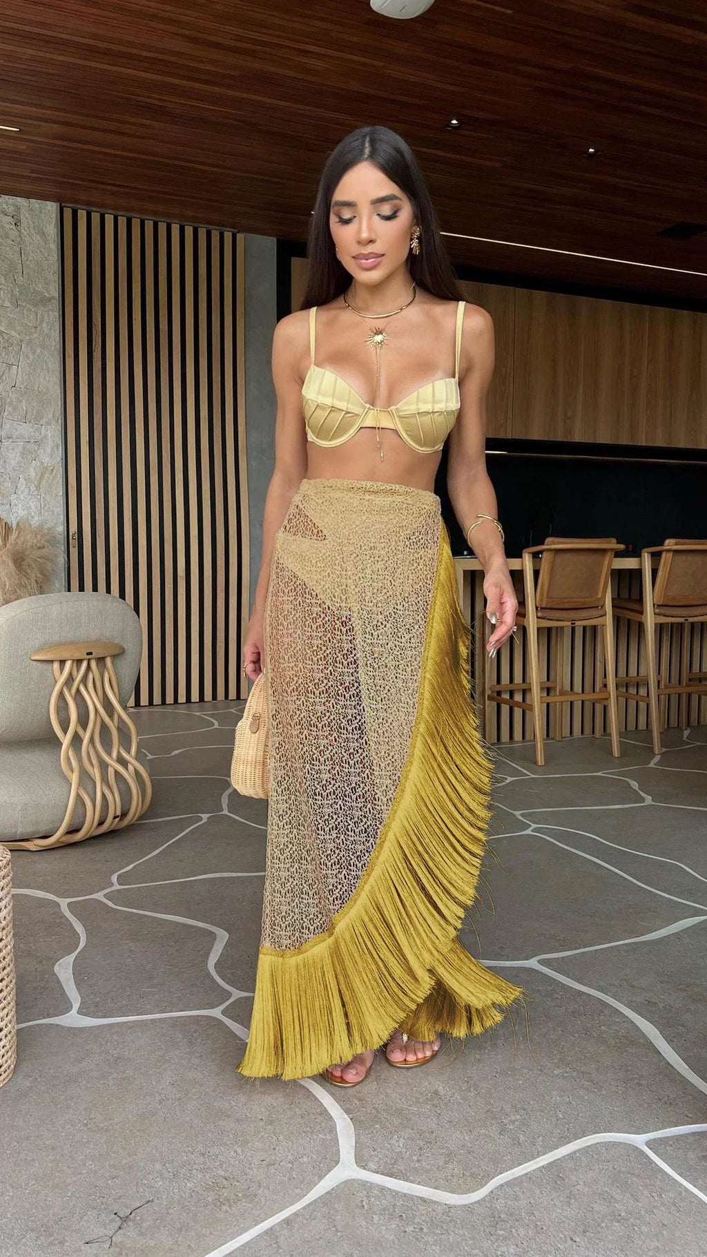 Tiblemont Tassels Strap Evening Party Banquet Dress