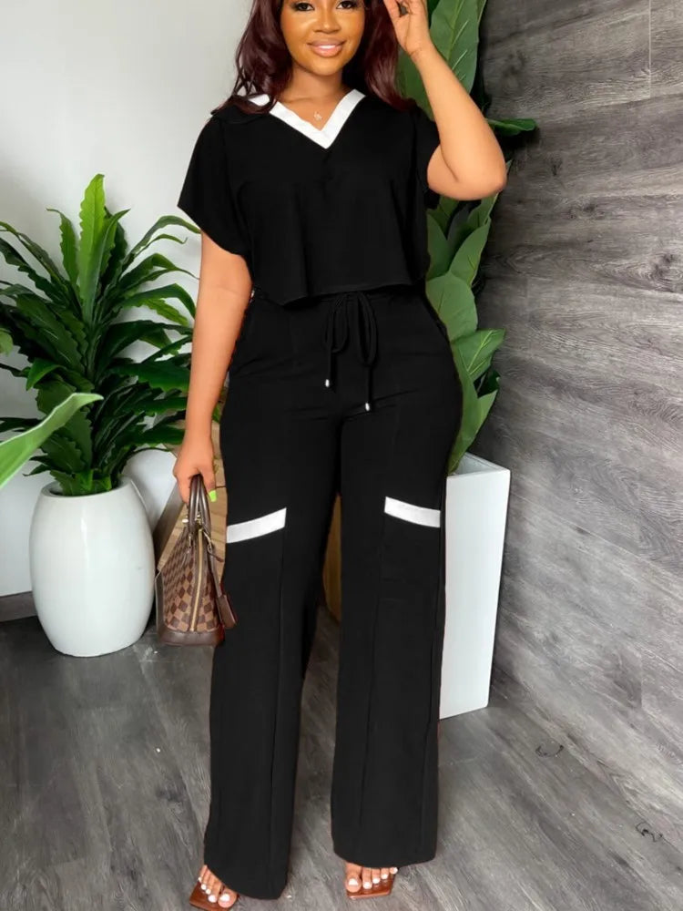 Maria Elegant Casual Short Sleeve Two Piece Sets