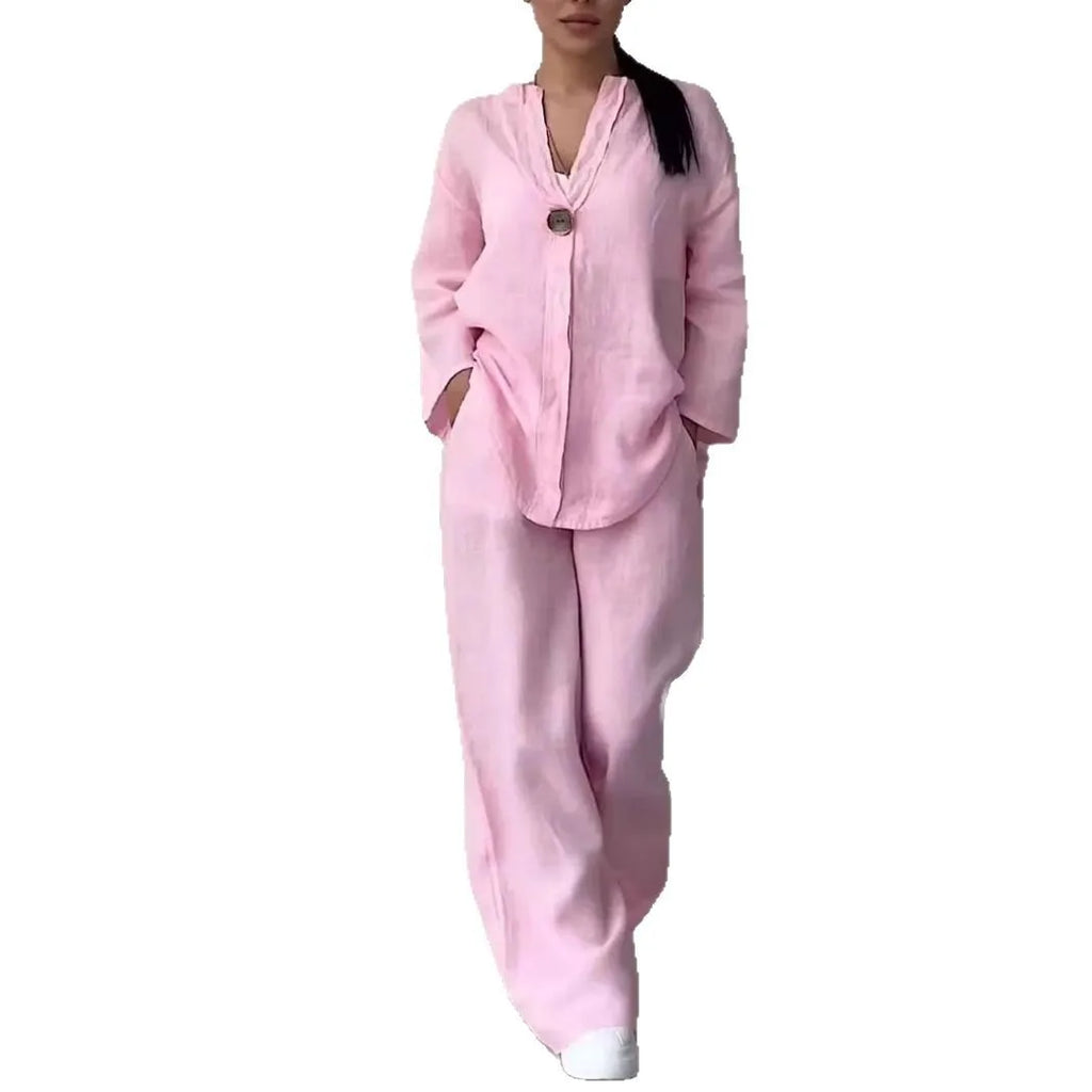 Shekina Comfortable Loose Cotton Linen Two Pieces Sets