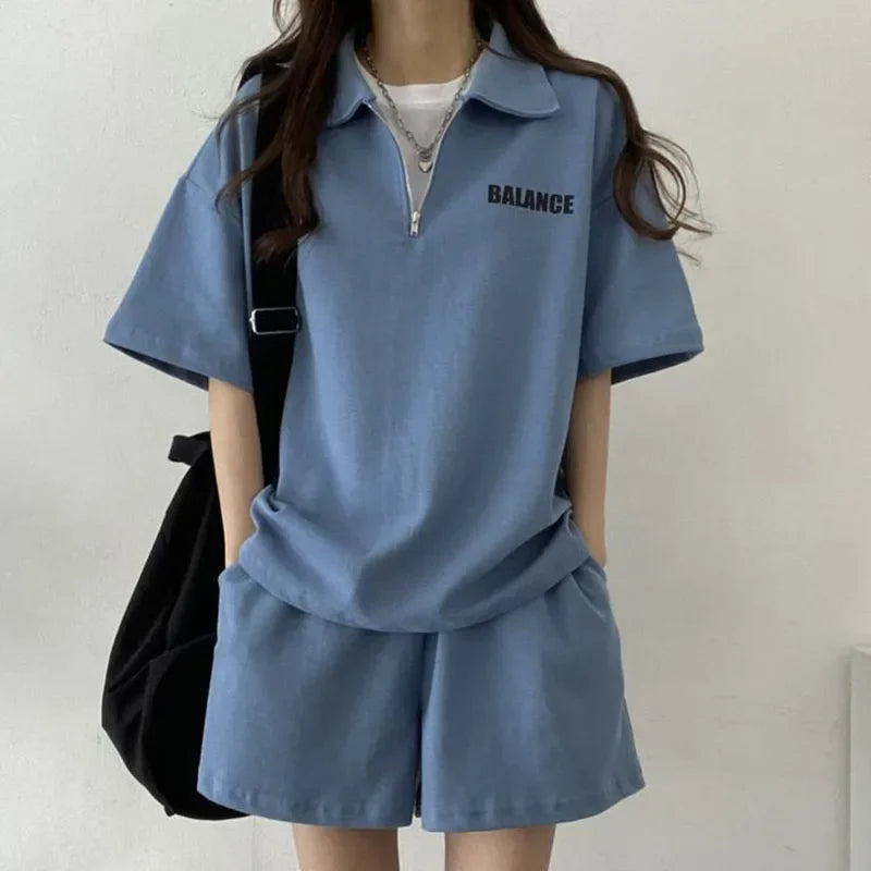Greicy Tracksuits Female Summer Casual Two Piece Sets