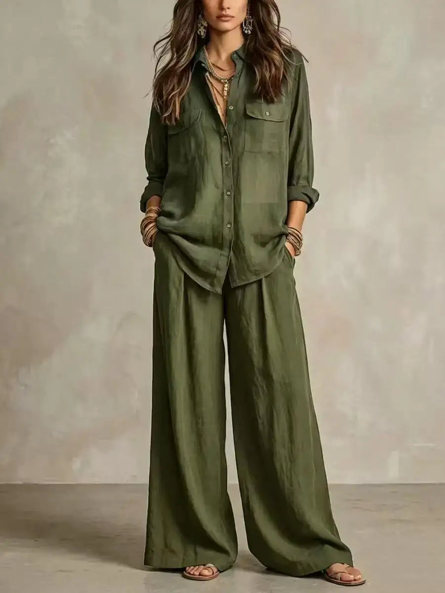 Ernestina Linen Co Ord Outfit Long Sleeve Two Piece Sets