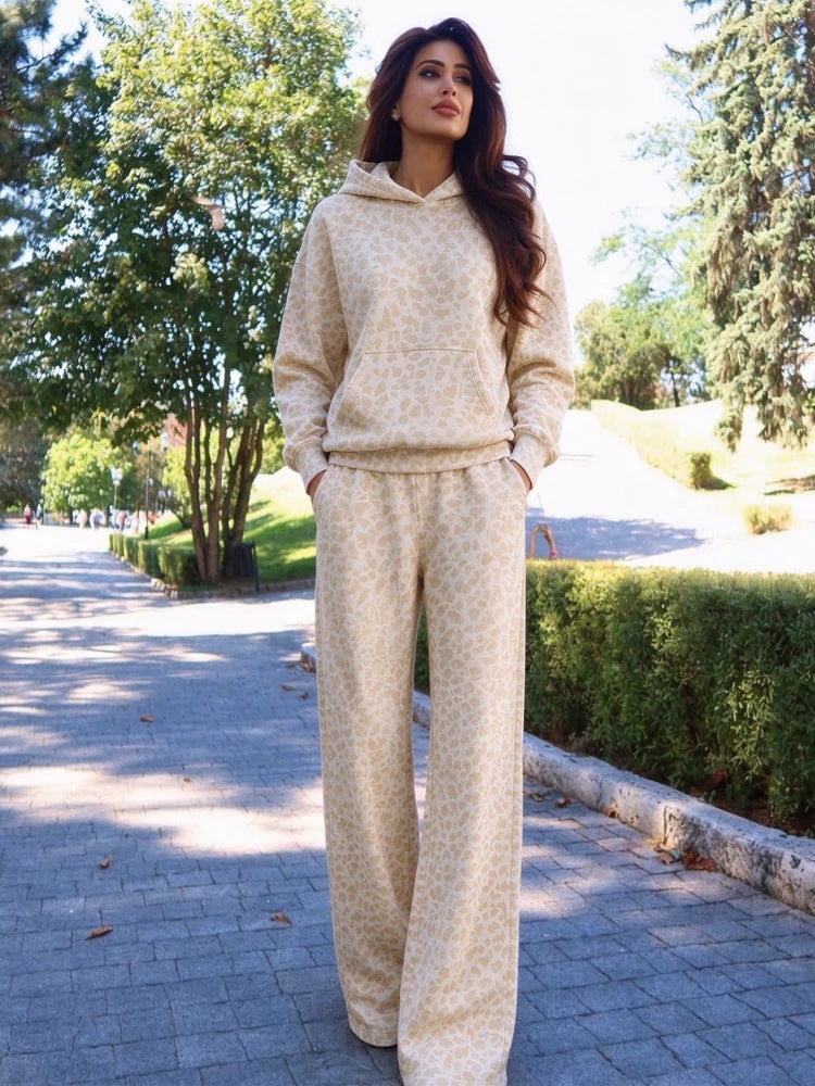 Sanely Women Grey Leopard Print Two Piece Sets