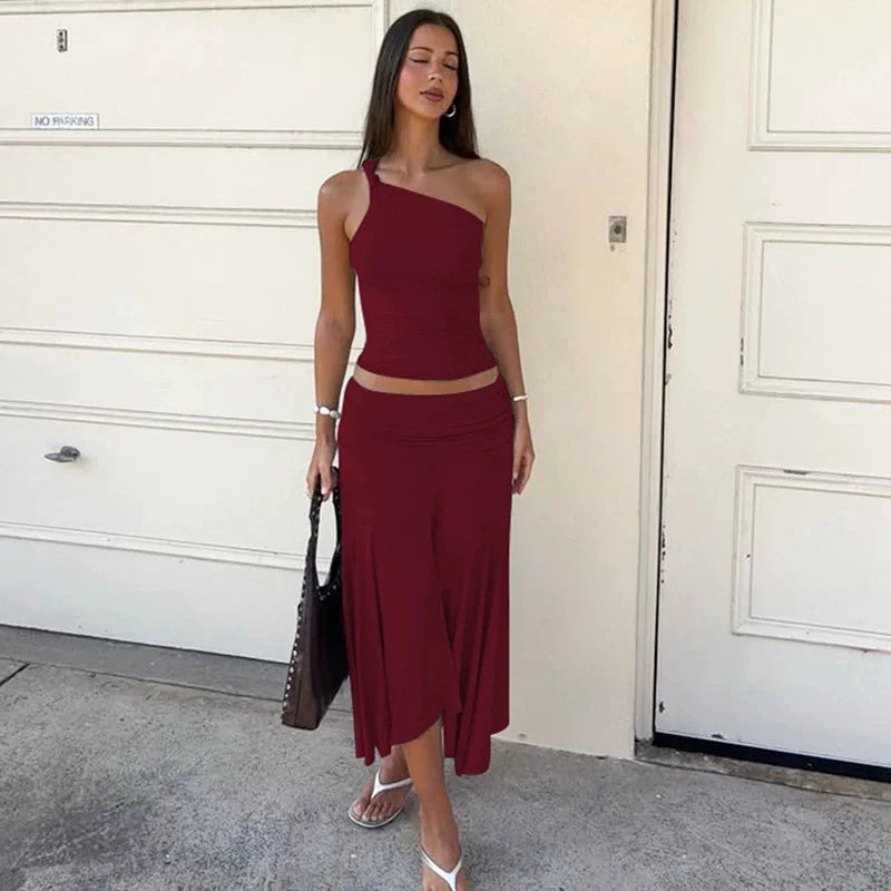Olivia Tossy Fashion Pleated Two Piece-Sets
