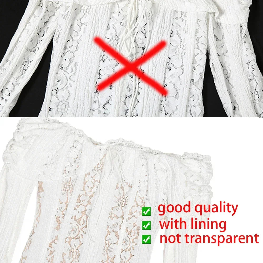 Grafton Suninheart White Evening Long Sleeve Lace Elegant Party Dress