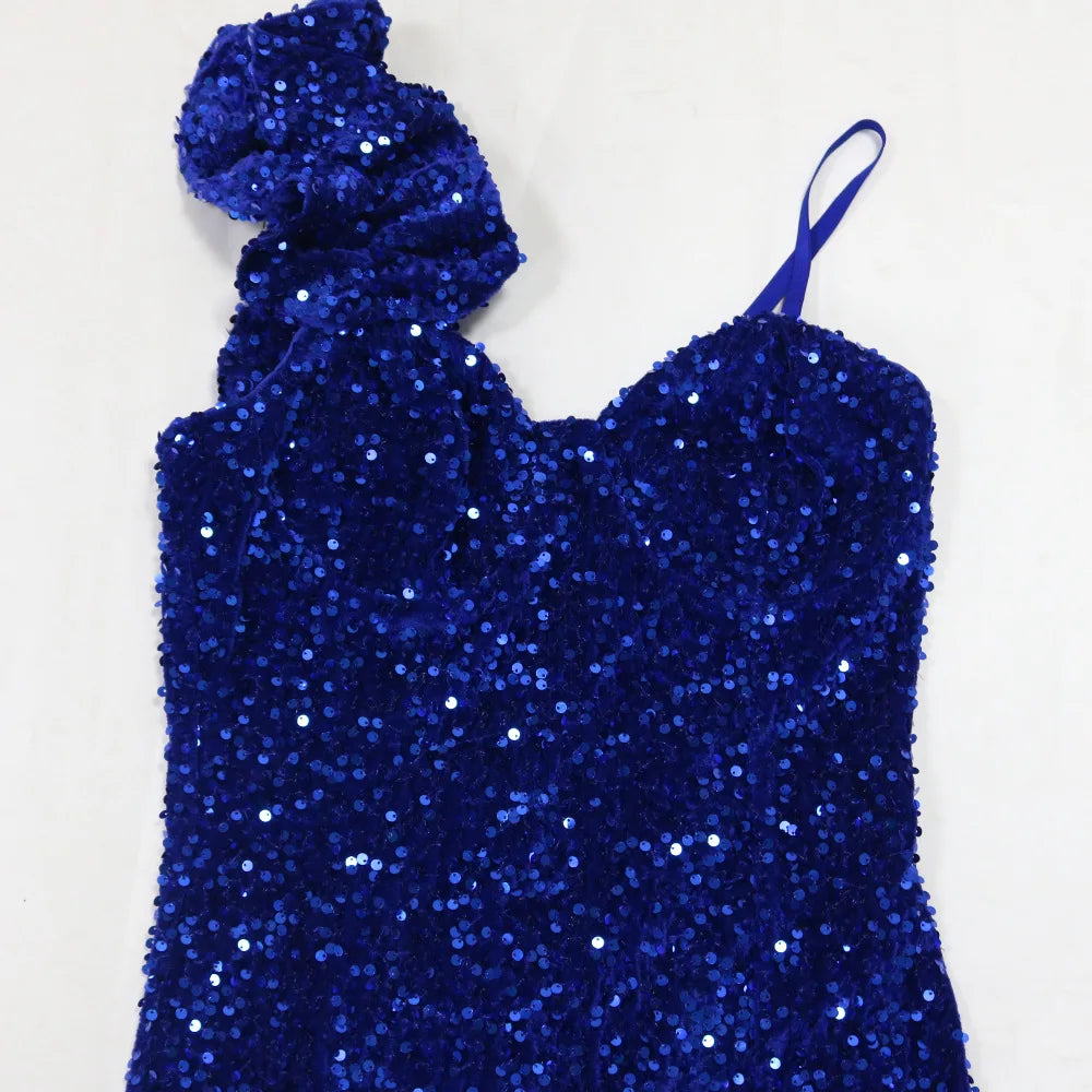 Bayone Sexy Sequins Solid Sexy Slim Fit Evening High Waist Elegant Lady Sleeveless Split Dress