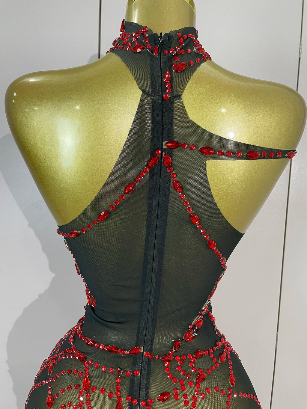 Hamburg Sparkly Diamonds Sexy Mesh Nightclub Clothing Drag Queen Jumpsuit