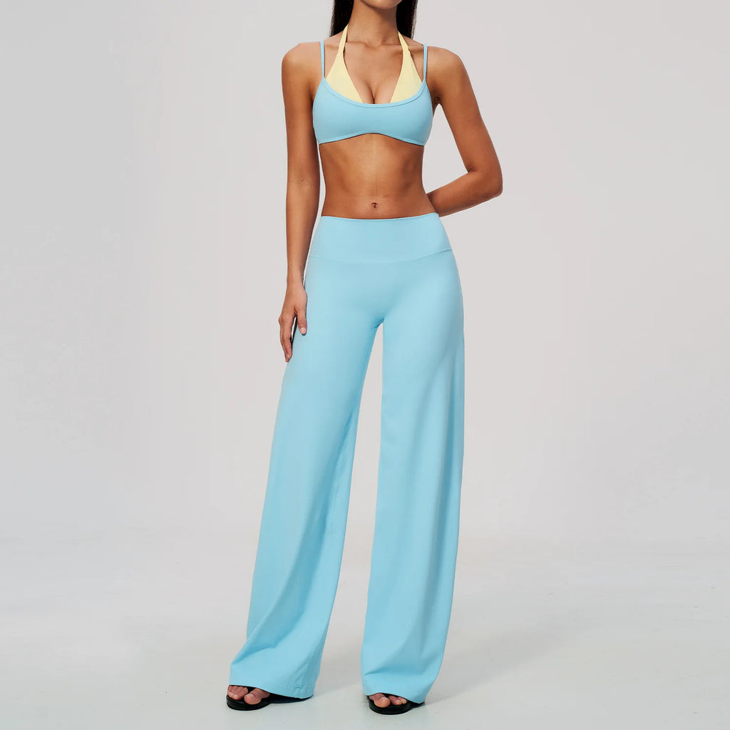 Camila Contrast Color Fitness Suit Tracksuit Two Piece Sets