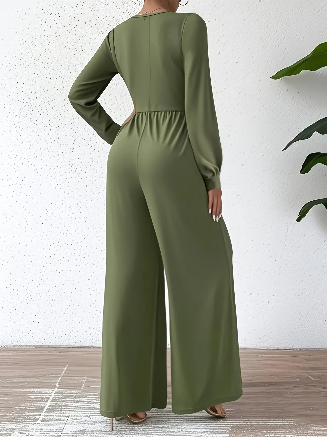 Royal Oak Elegant Professional Wear Jumpsuit Fashion Solid Color V-neck