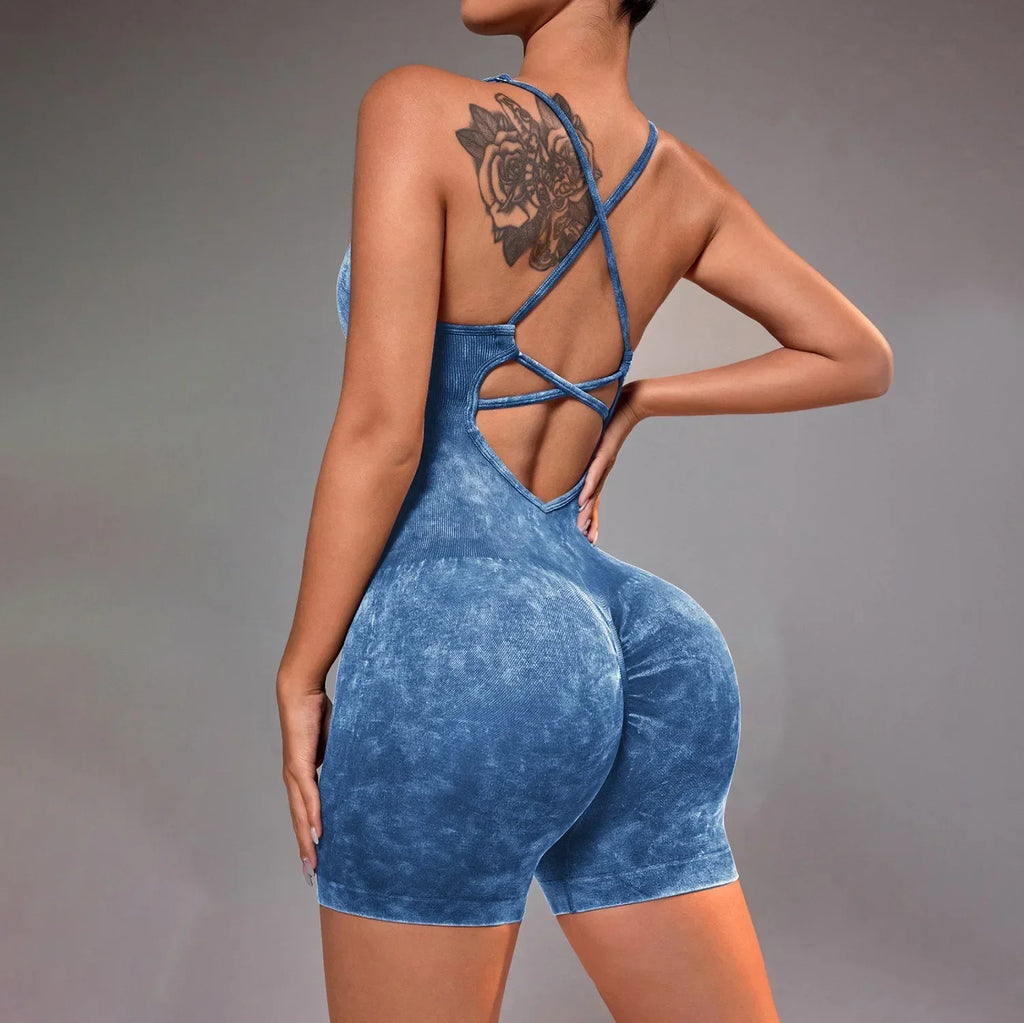 Hershey Tight Fitting High Elasticity Integrated Exercise Workwear Sports Jumpsuit