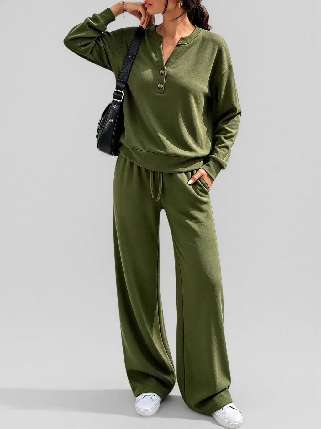 Maria Simple Style Fashionable Wide-leg Two Piece Sets