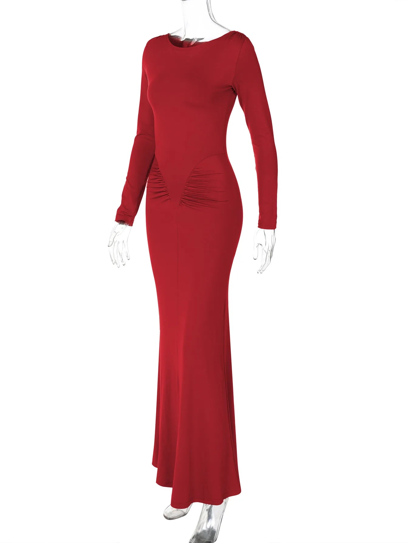 Shore Beach Solid Long Sleeve Draped Sexy Bodycon Maxi Party Dress