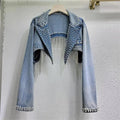 Stroadsburg Beaded Tassels Rivets Crystal Fringed Backless Cowboy Jacket