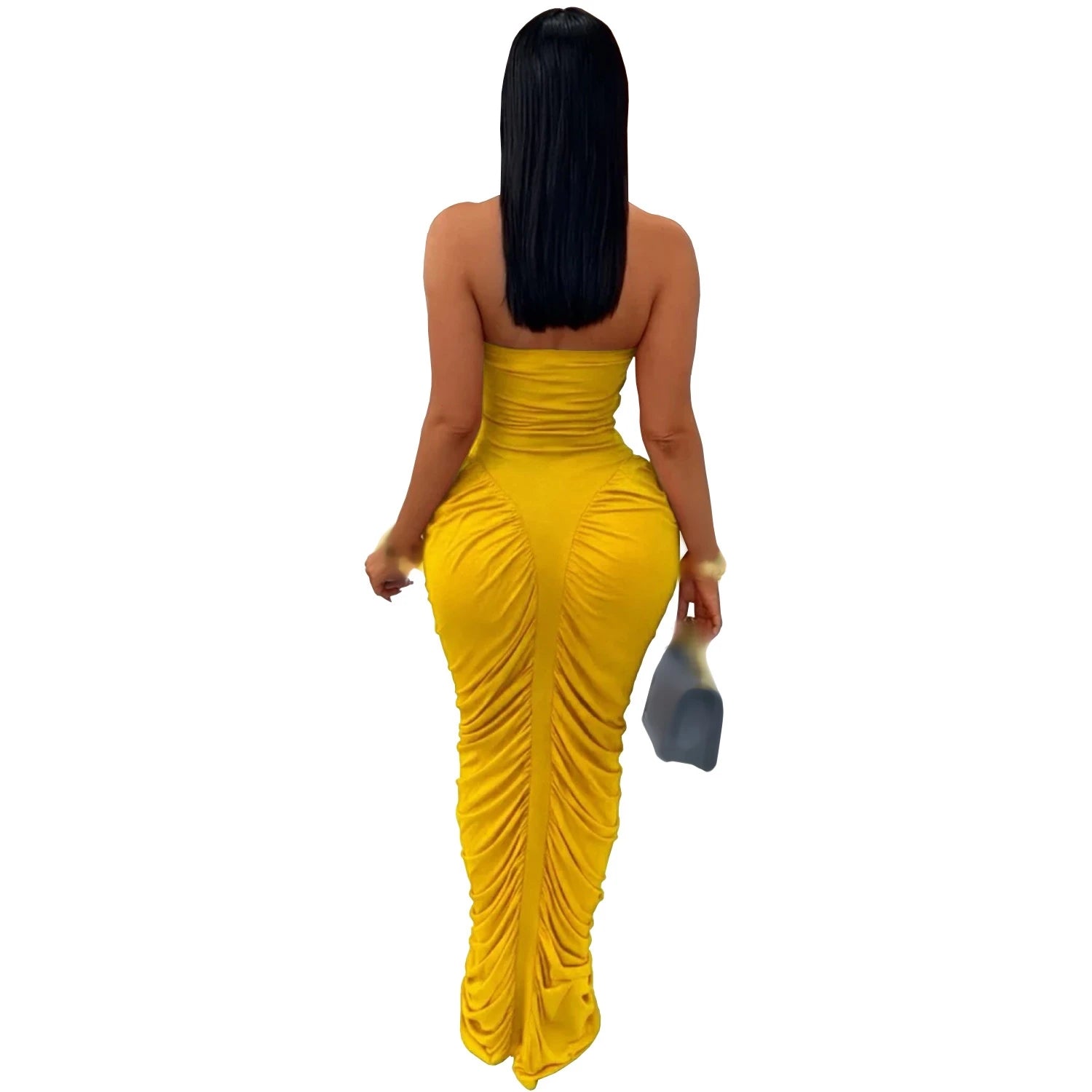 Simbabue Casual Party Elegant Long Ruched Dress