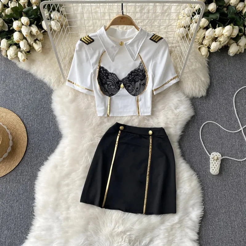 Emily Sleeveless Slim Backless Hallow Two Piece Sets