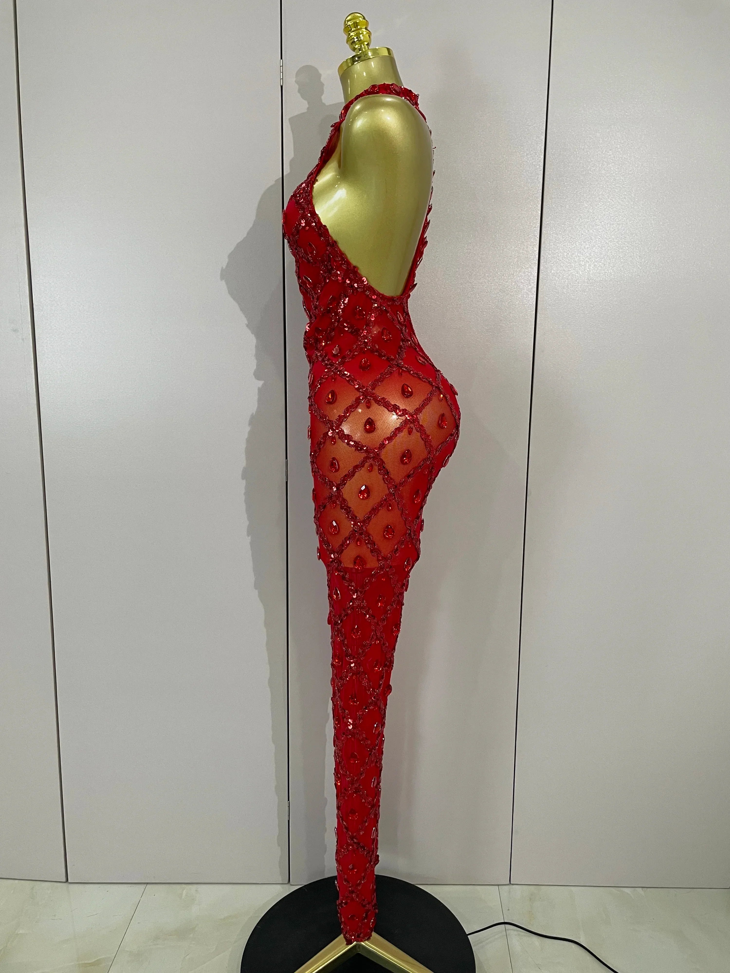 Scranton Sparkly Black Diamond Mesh See THhrough Jumpsuit