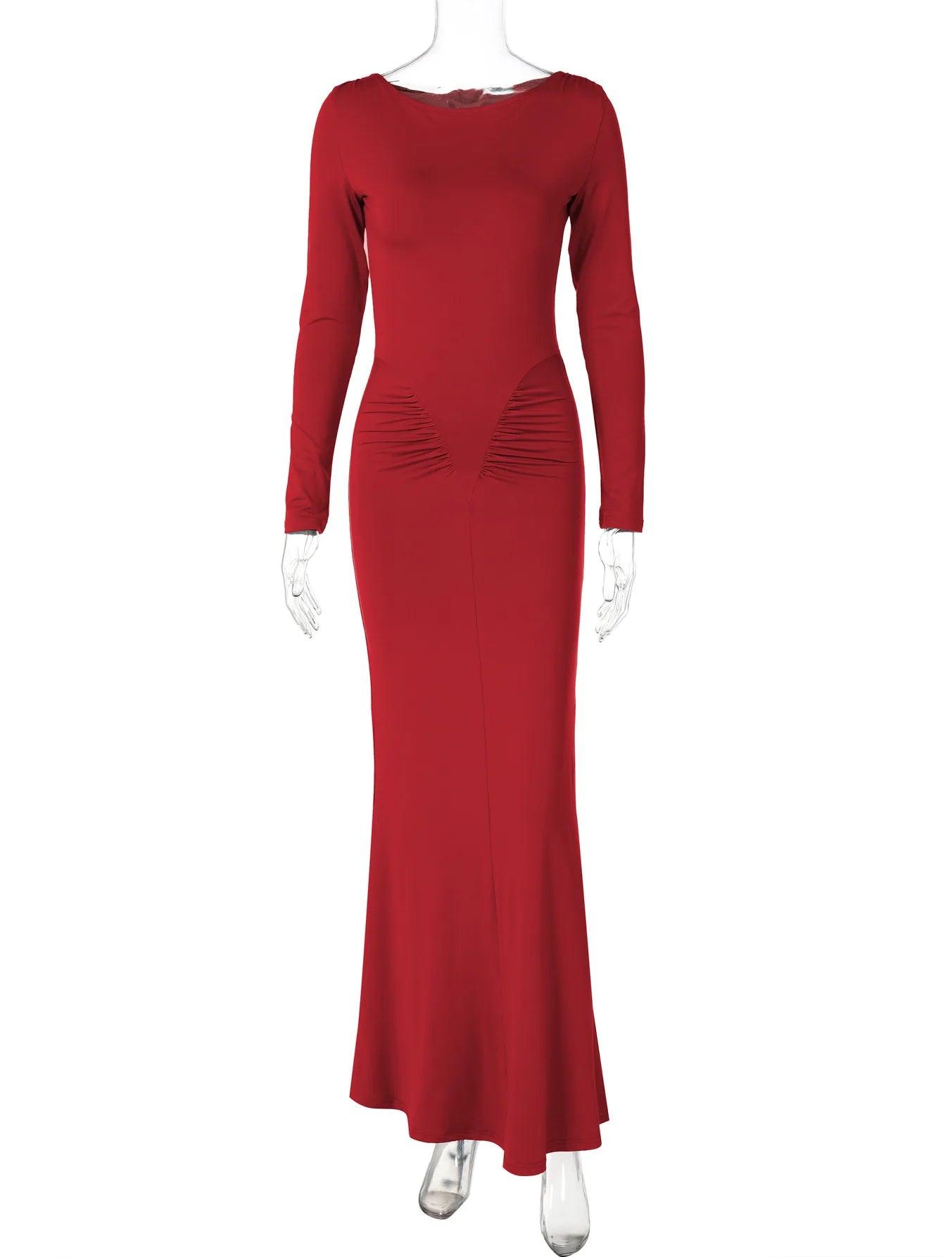 Shore Beach Solid Long Sleeve Draped Sexy Bodycon Maxi Party Dress