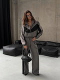 Samantha Zip Collar Wide Leg Two Piece Sets