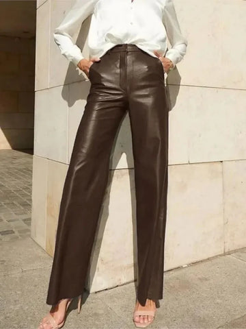 Sparta Trendy Lady Commuting Clothing High Waist Straight Trousers Women's Pants