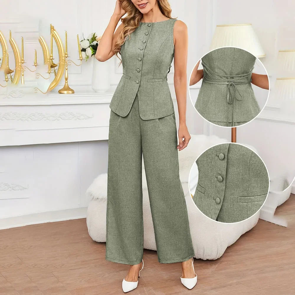 Rosmery Casual Solid Fashion O-neck Two Piece Set