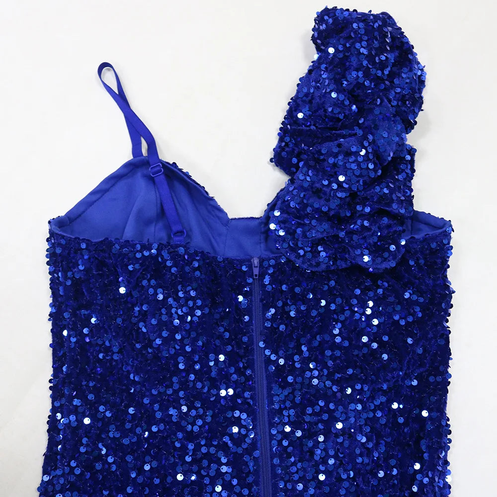 Bayone Sexy Sequins Solid Sexy Slim Fit Evening High Waist Elegant Lady Sleeveless Split Dress
