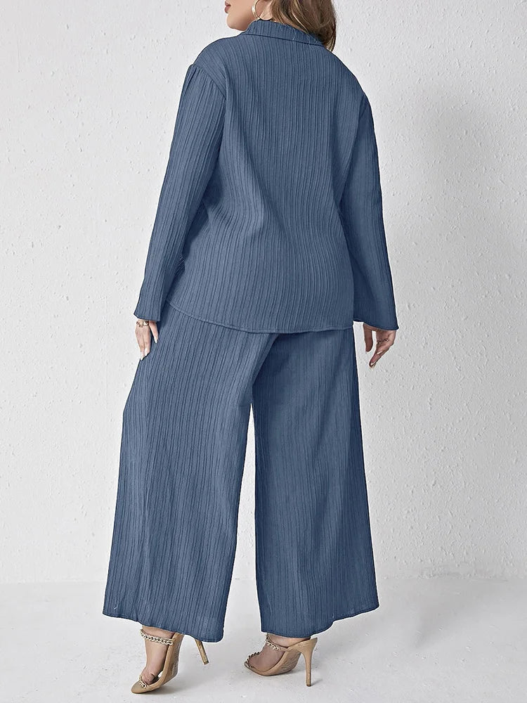 Rosaura Long Sleeve Loose Plus Size Two Piece Sets
