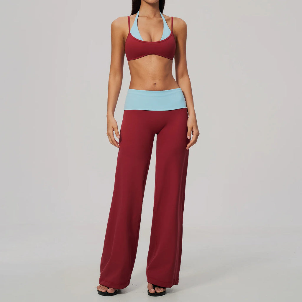 Camila Contrast Color Fitness Suit Tracksuit Two Piece Sets