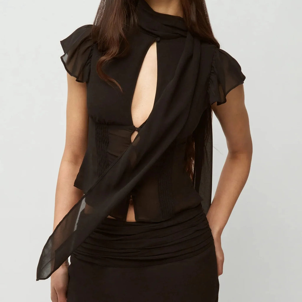 Diana Flutter Sleeves Pleated Fishtail Two-Piece Sets