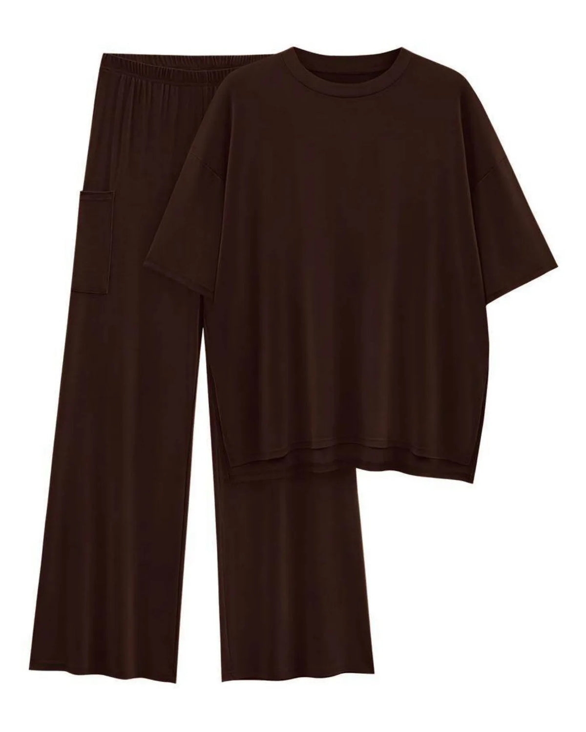 Rita Round Neck Loose Short Sleeve Tunic Two Piece Sets