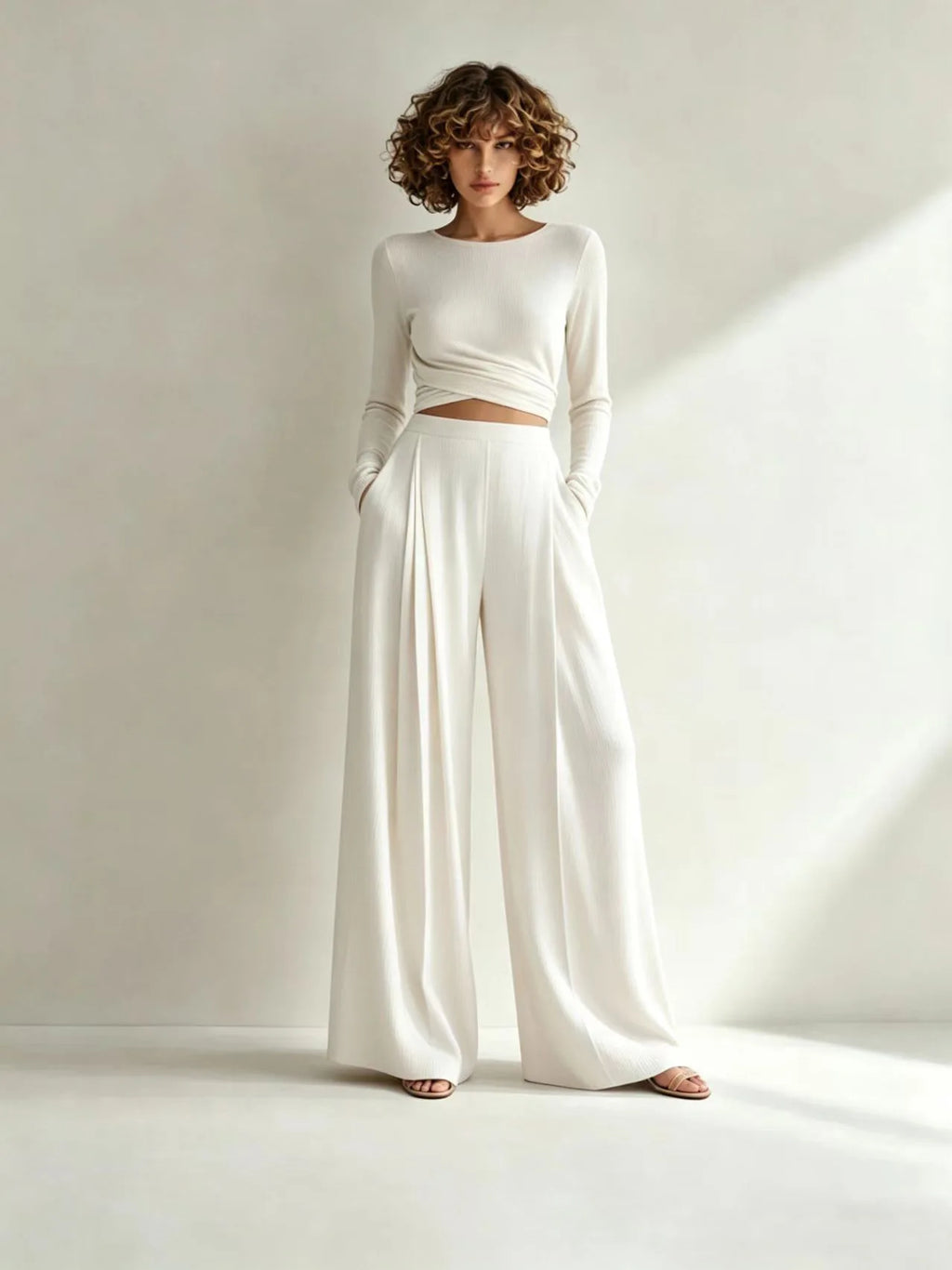 Yandra Long Sleeve Elastic Drawstring Two Piece Sets