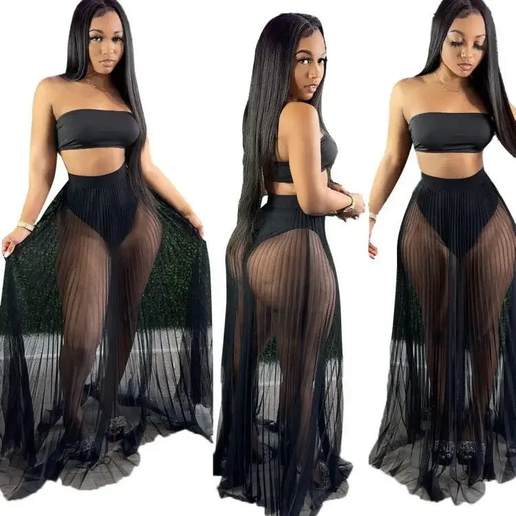 Ashley Women Mesh See Though Two Piece Sets