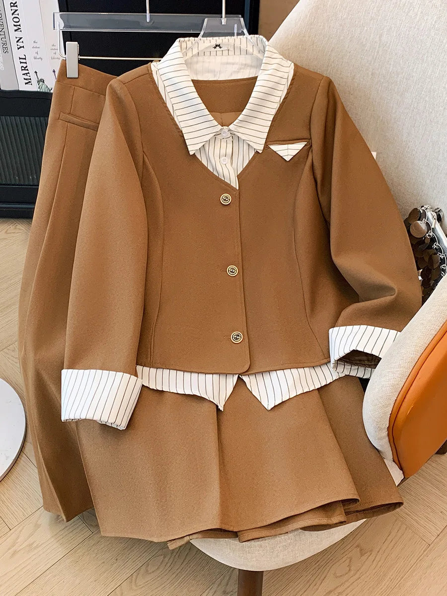 Mia Plus Size Loose Fake College Style Two Piece Set