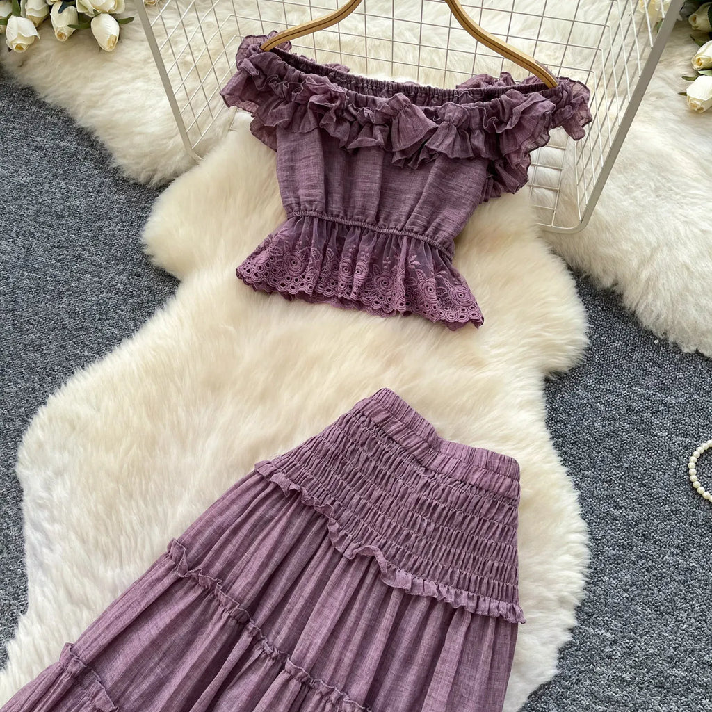 Olga High Waist Tiered A‑Line Two Pieces Sets