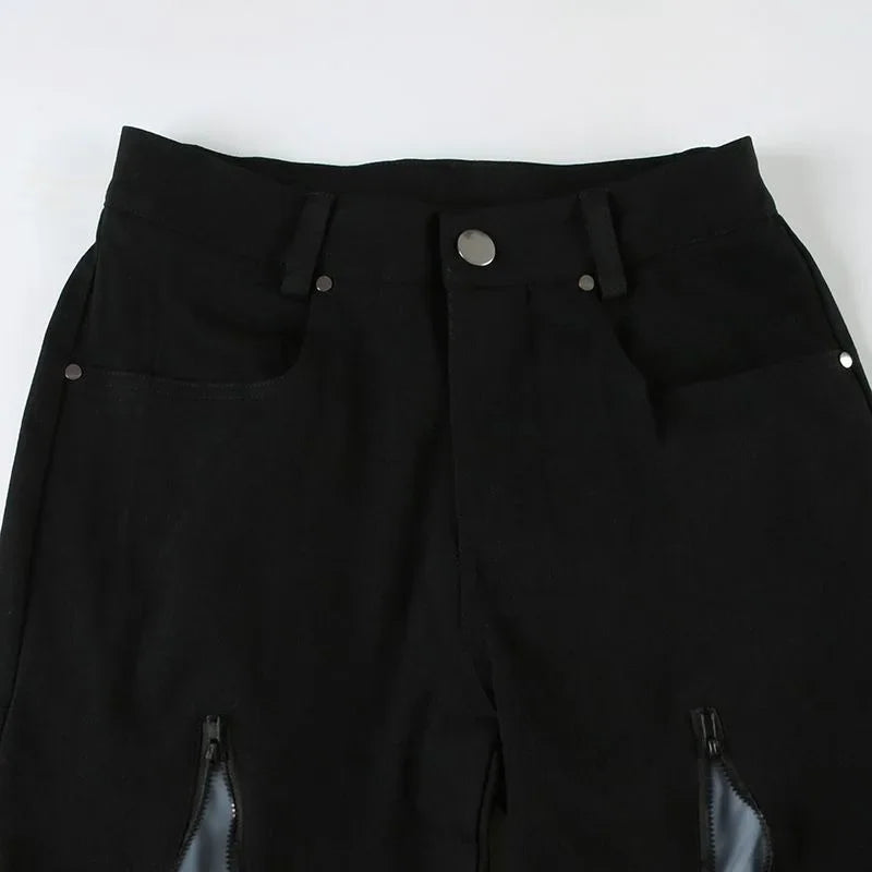 Wildwood Street Color Stitching Washed Baggy Slim Spice Girl Wide-leg Mop Jeans