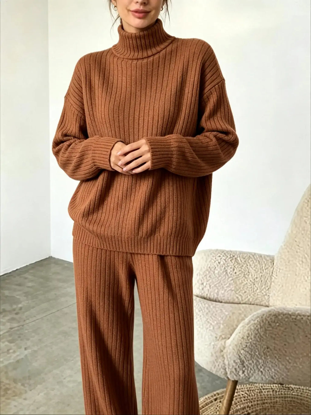 Yudy Outfit Ribbed Long Sleeve Two Piece Sets