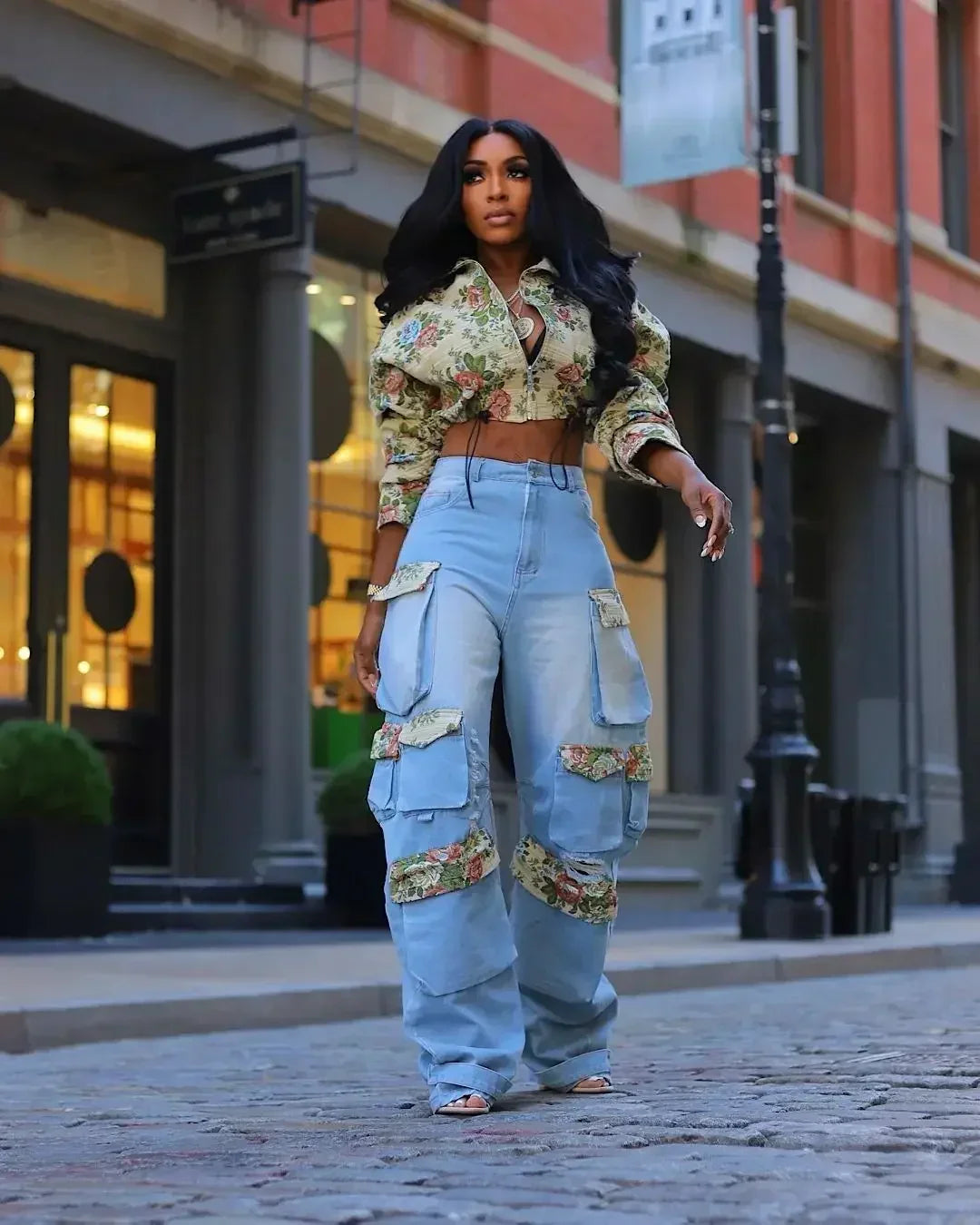 Danbury Full Sleeve Floral Cargo Street Look Two 2 Piece Set Outfit