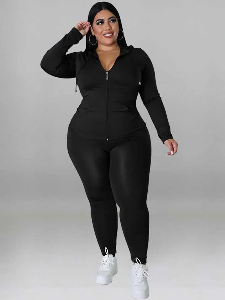 Arianna Plus Size Outfit Stretchy Two Piece Sets