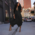 Women Plus Size Jumpsuit Business Casual Black Pocket Harem Rompers Single