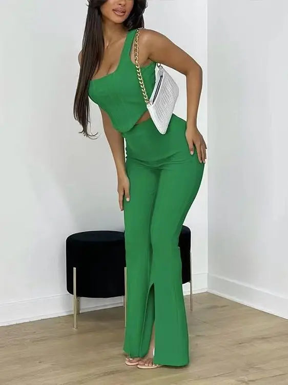 Rafaela Pure Color Fashionable Leisure Outfit Two-Piece Sets