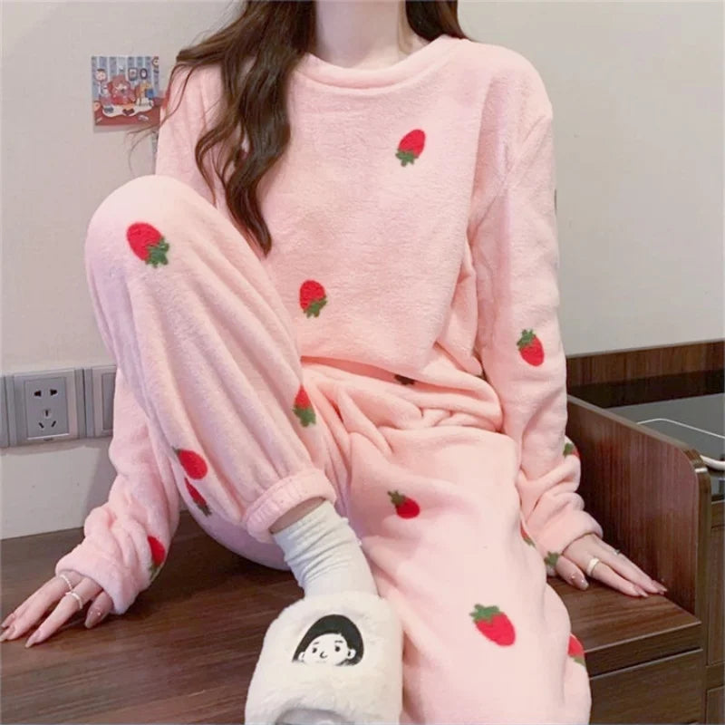 Lia Autumn Winter Plaid O-Neck Pullover Two Piece Sets