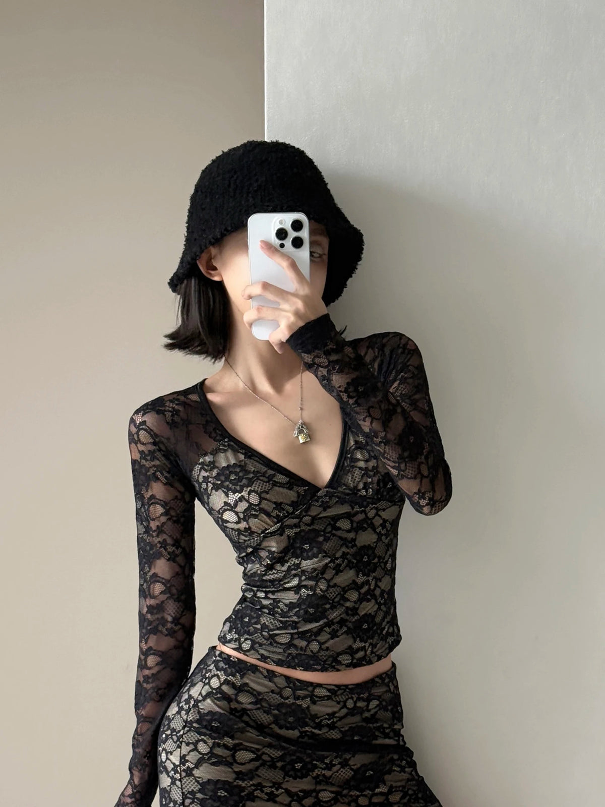 Dinorah Sexy Pure Desire Lace Base Two-Piece Sets