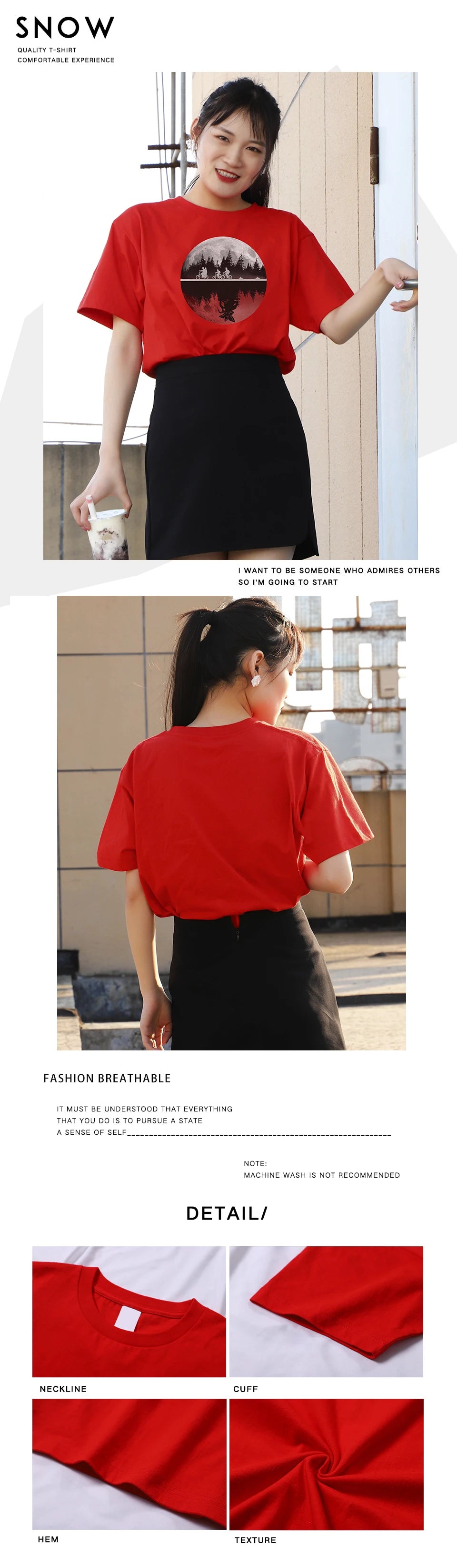 Rossmoor Print T Shirt Hip Hop Breathable fashion Casual Short Sleeve Tees