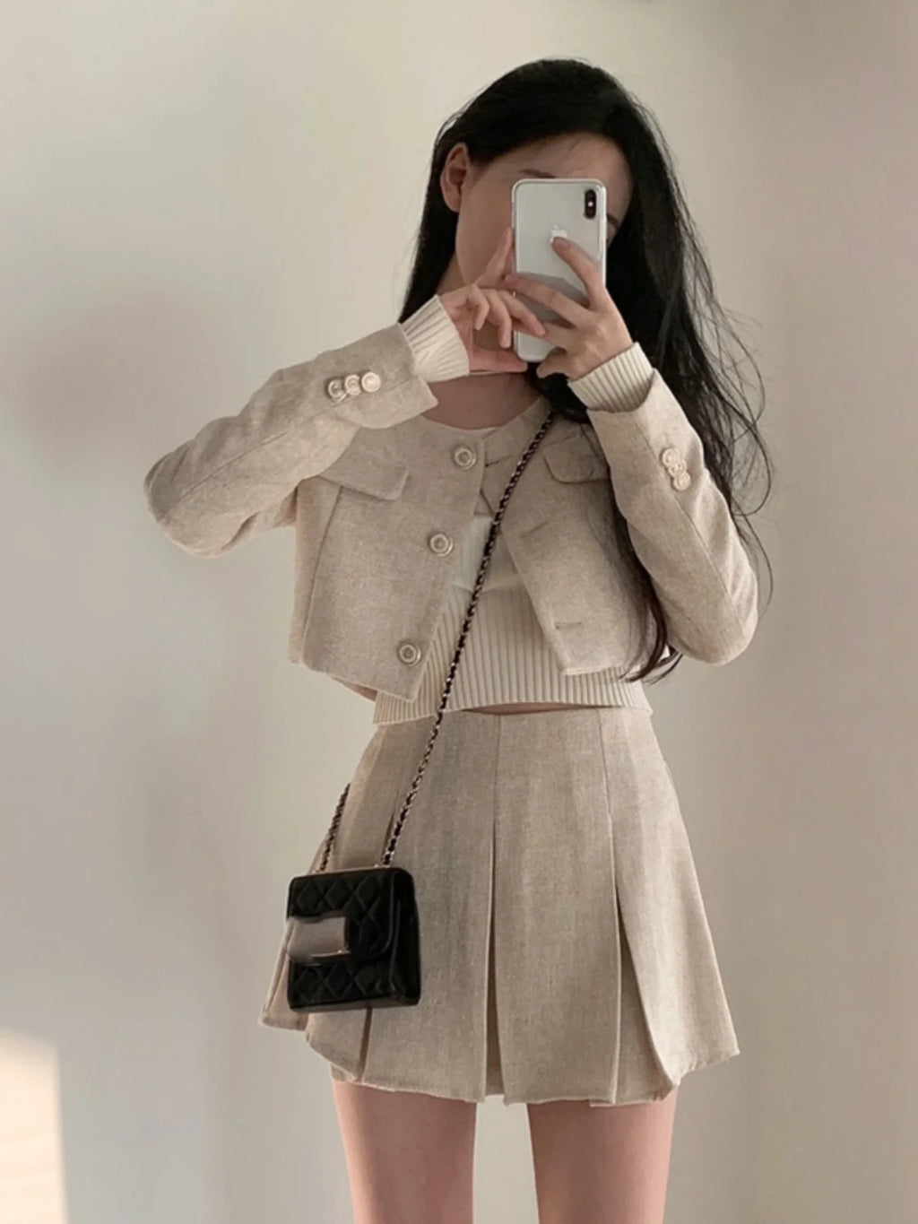 Diana Chic Short Coat And Pleated Two Piece Sets