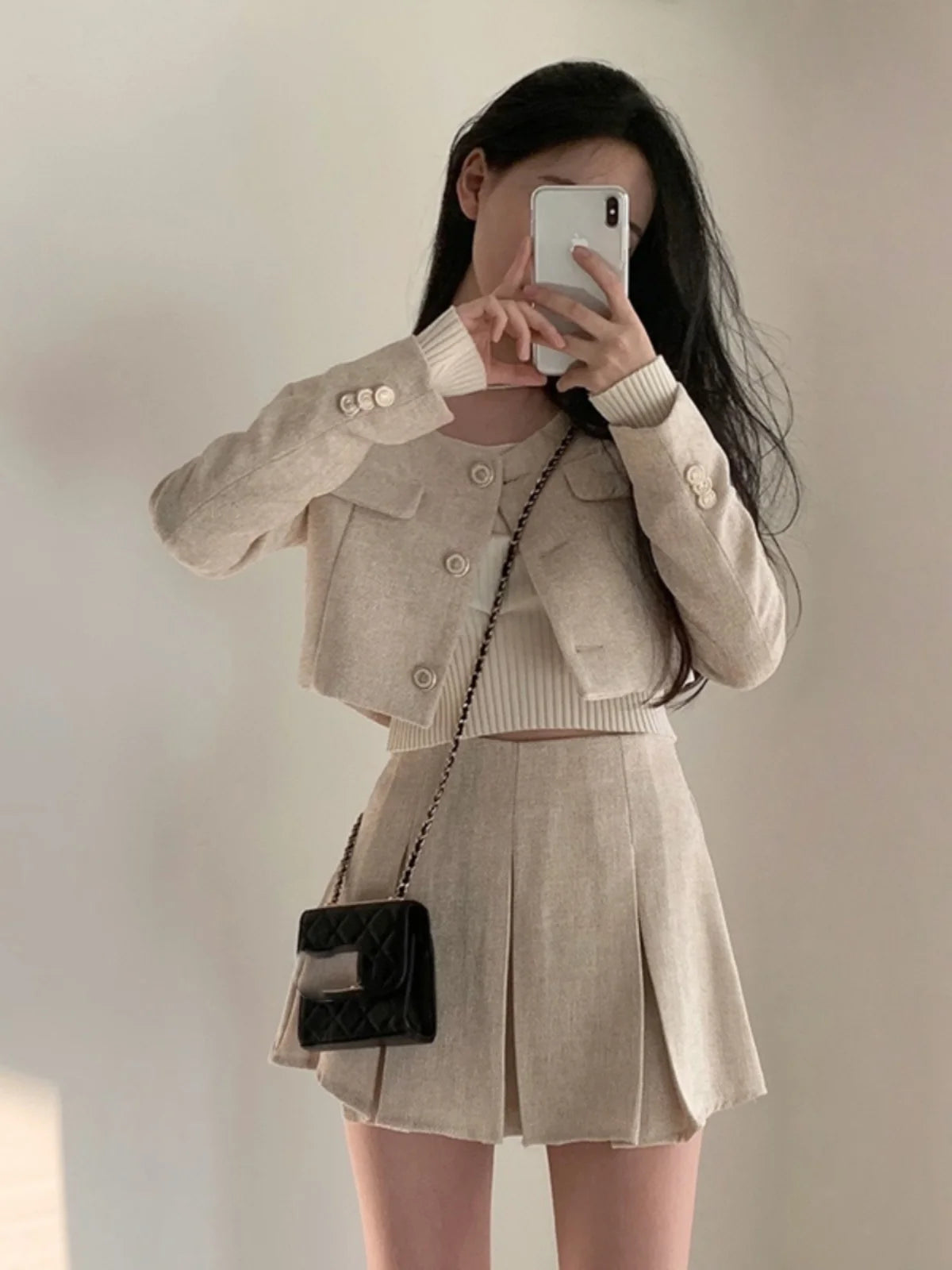 Diana Chic Short Coat And Pleated Two Piece Sets