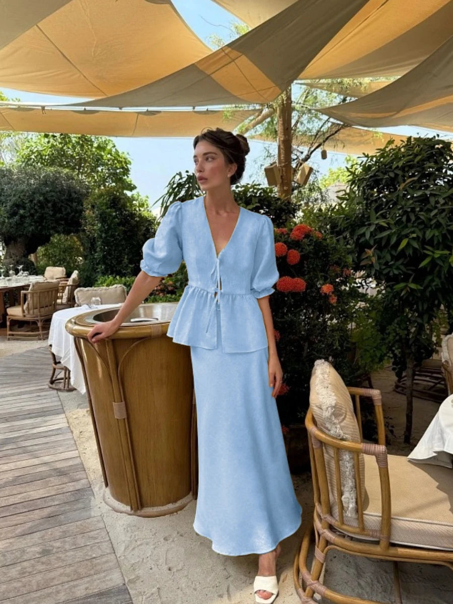 Zerimar Bubble Sleeve Loose Casual Two Piece Sets