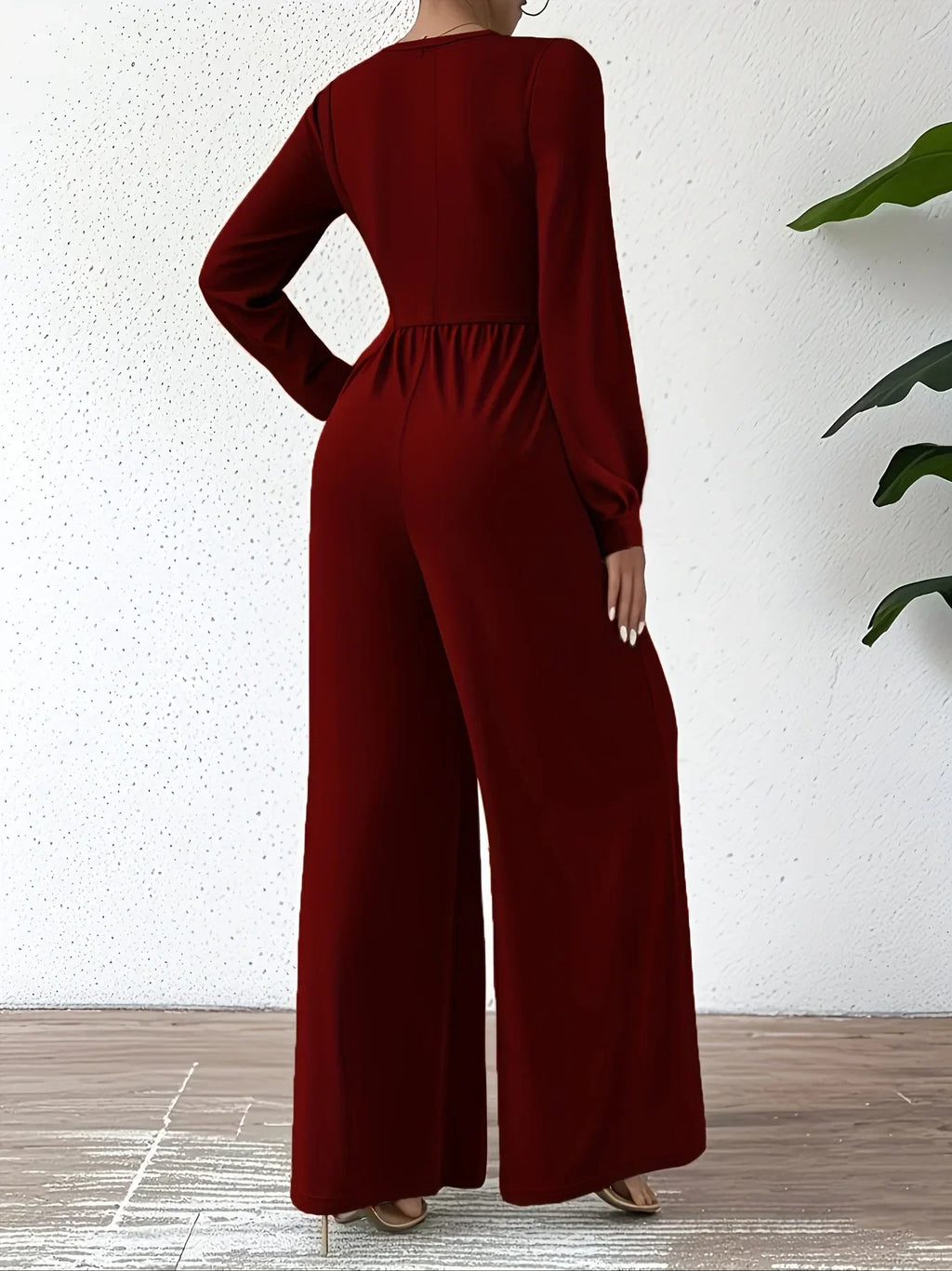 Royal Oak Elegant Professional Wear Jumpsuit Fashion Solid Color V-neck