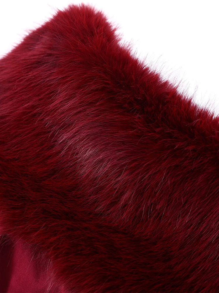La Zurza Strapless Faux Fur Patchwork Sexy Off Shoulder Full Sleeve Cinched-waist Bodycon Dress