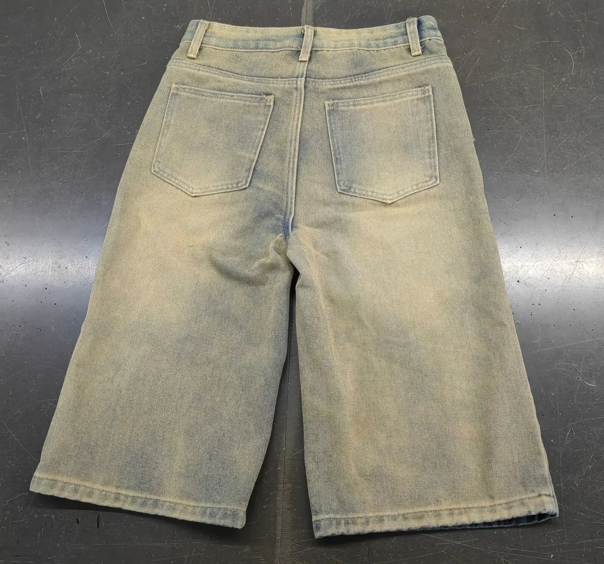 Stacy High Waisted Loose Vintage Ripped Denim Mid-length Straight-leg Denim Shorts